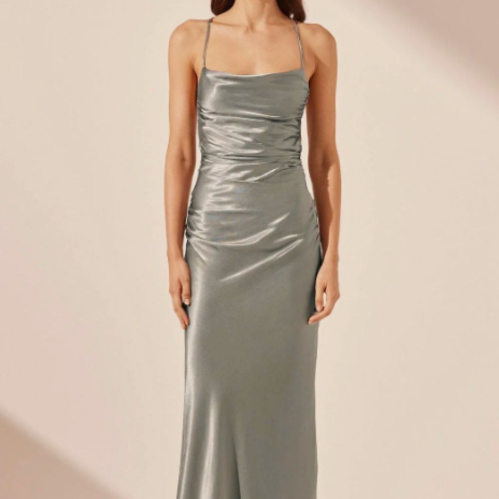 Shona Joy La Lune Lace Back Maxi Dress - Sage size 4